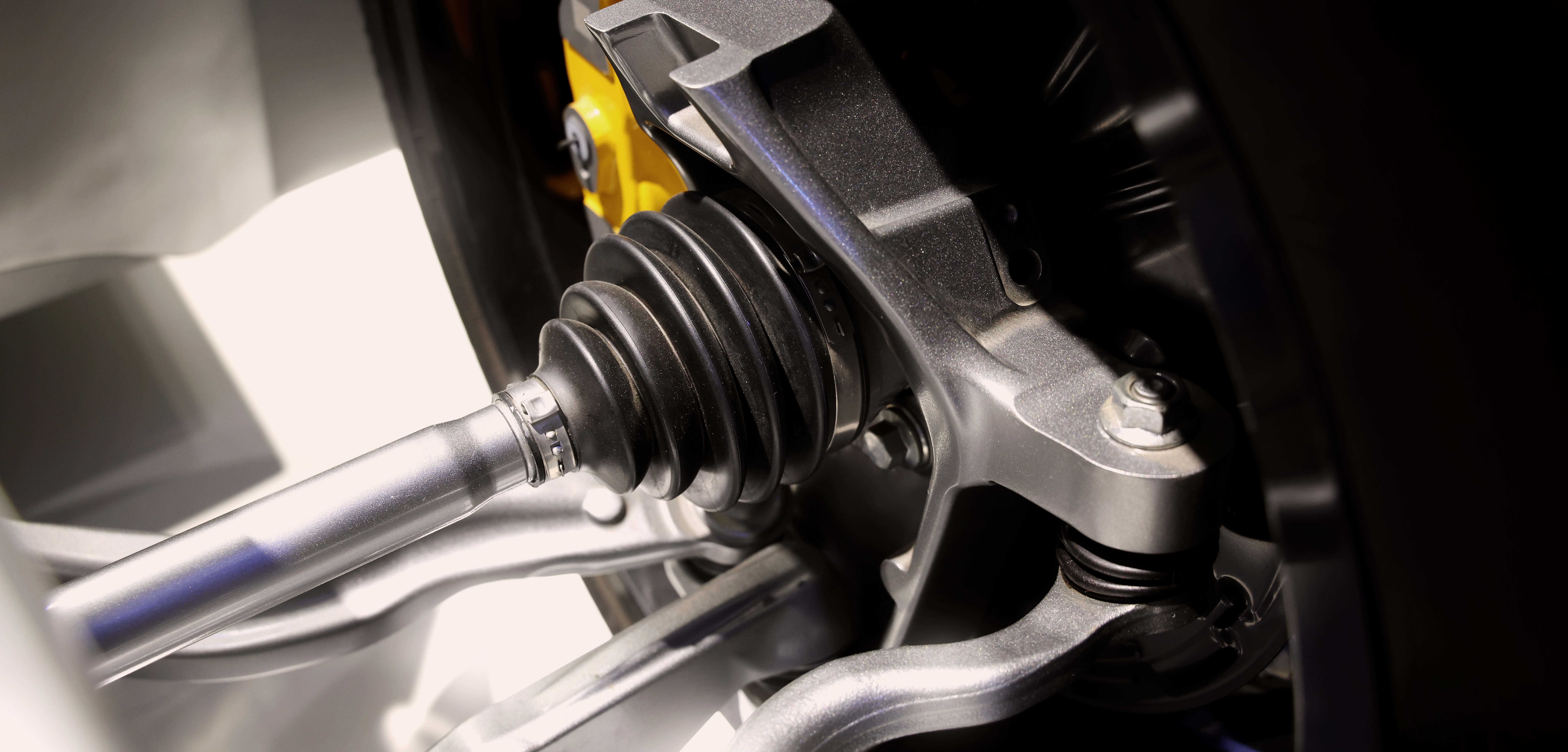 Close up of a car suspension parts system