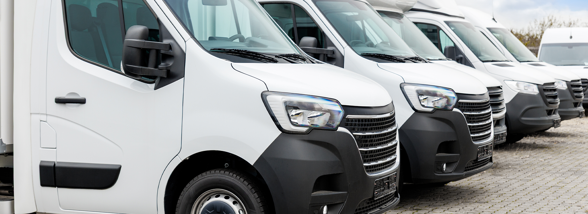 Fleet vehicles parked in row