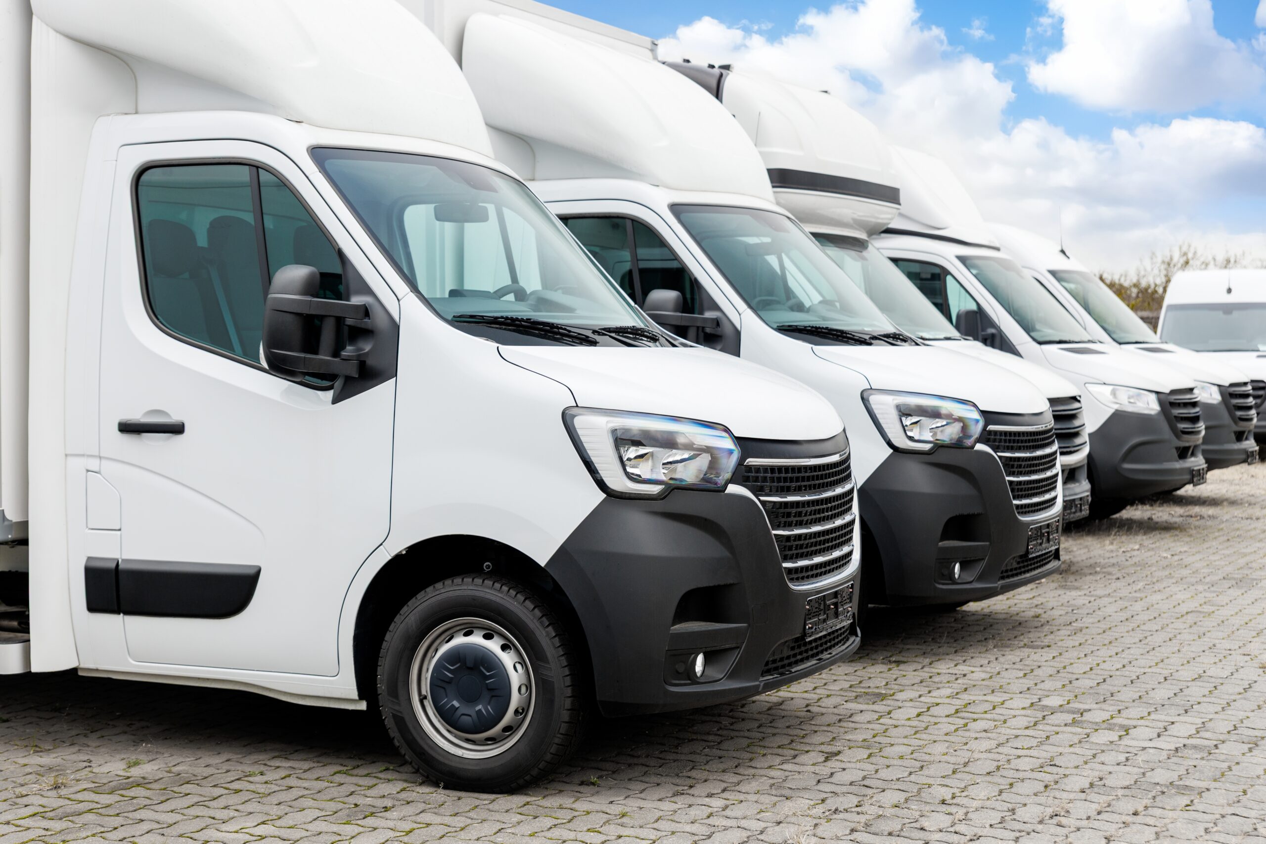 Fleet vehicles parked in row