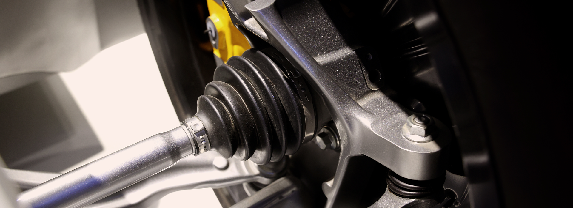 Close up of a car suspension parts system