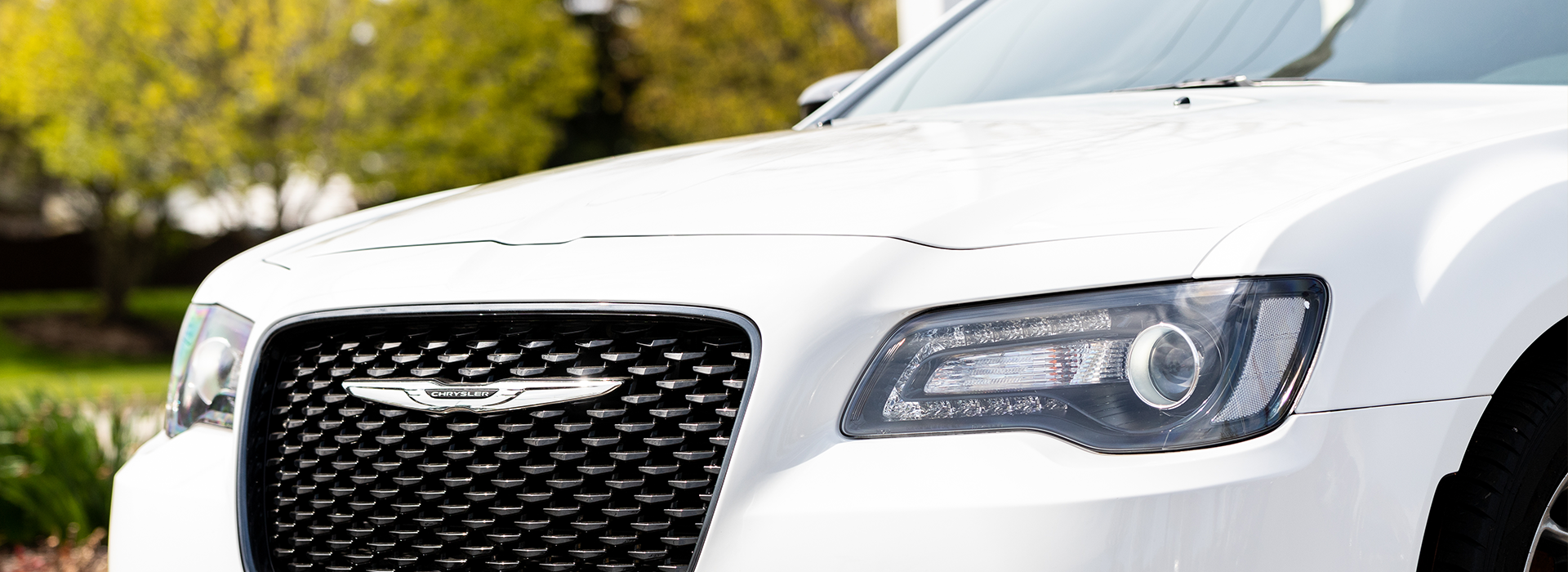 Chrysler logo on the front of a car