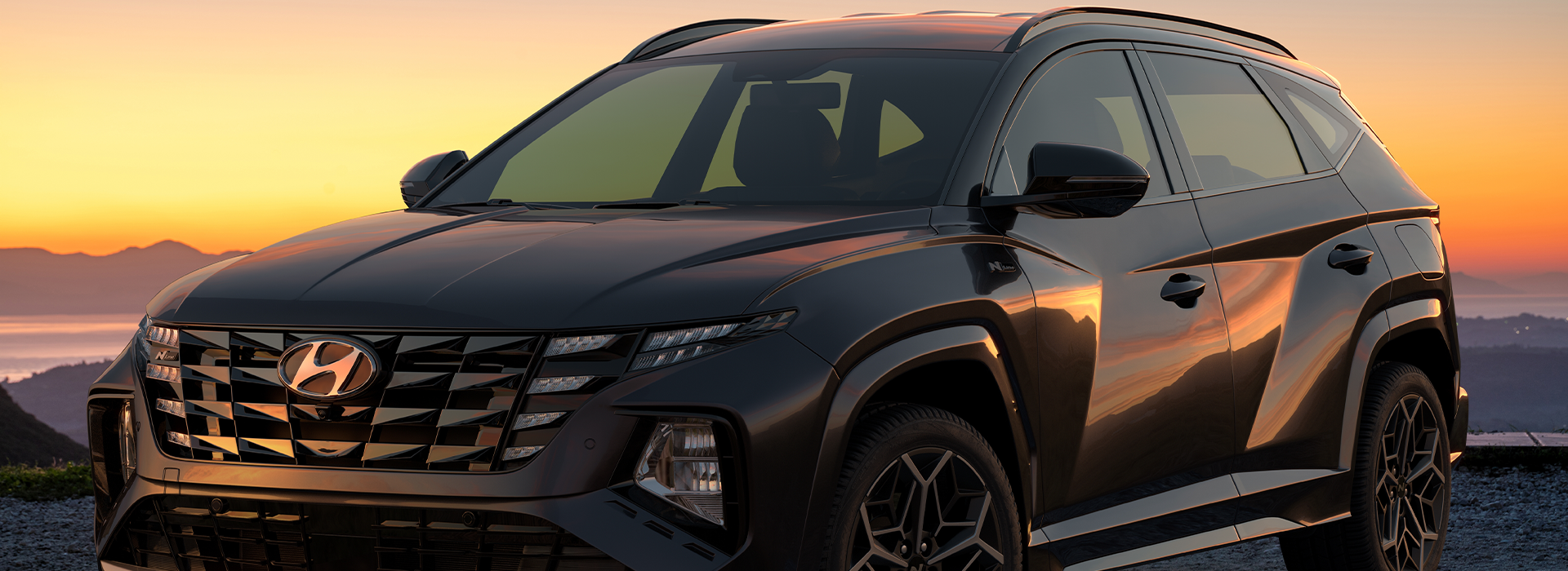 Hyundai logo on the front of an SUV