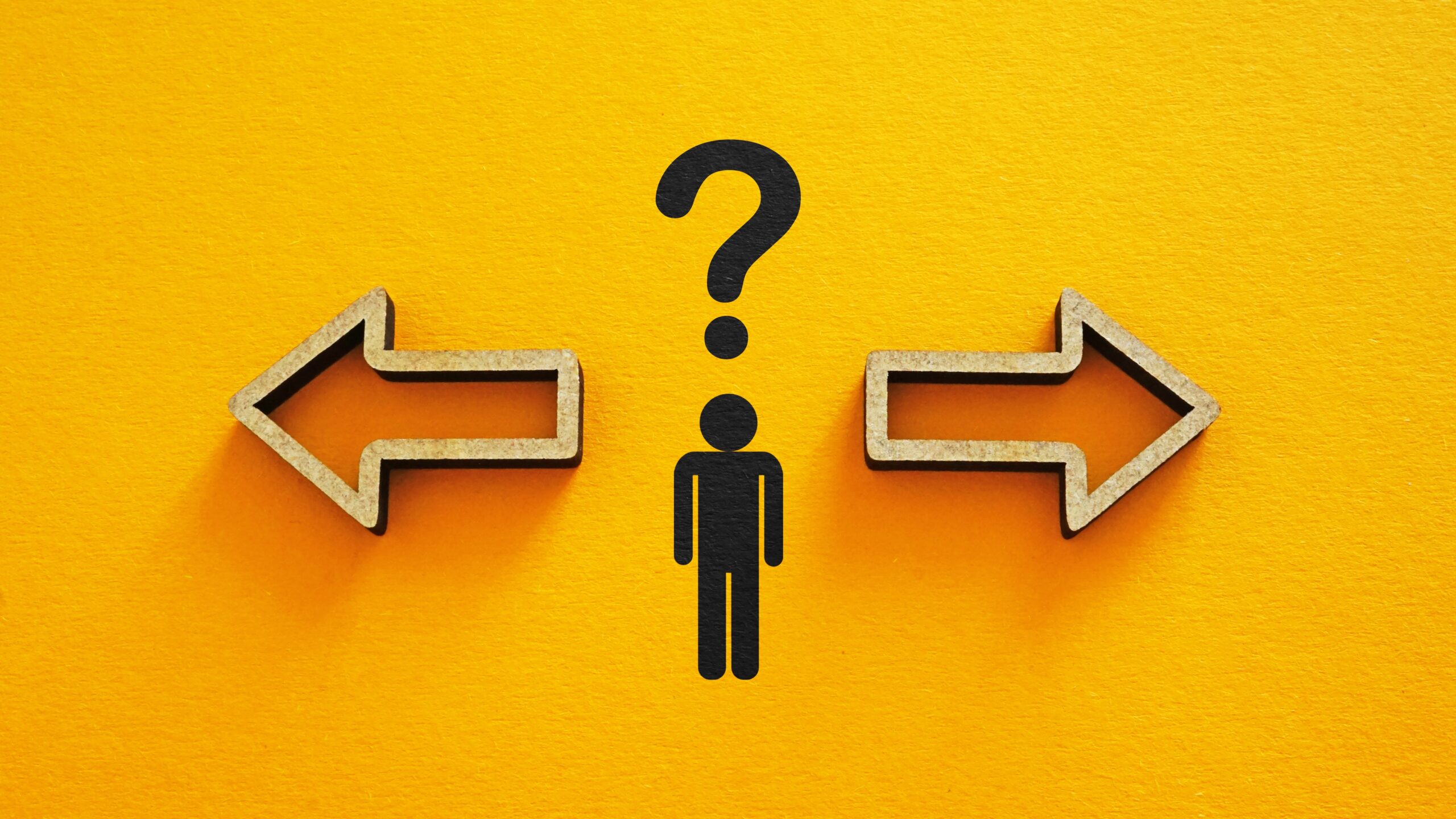 Person choosing between options
